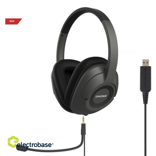 Koss | Headphones | SB42 USB | Wired | On-Ear | Microphone | Black/Grey image 1