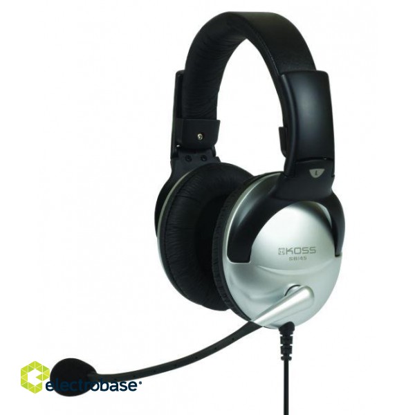 Koss | Headphones | SB45 | Wired | On-Ear | Microphone | Noise canceling | Silver/Black image 1