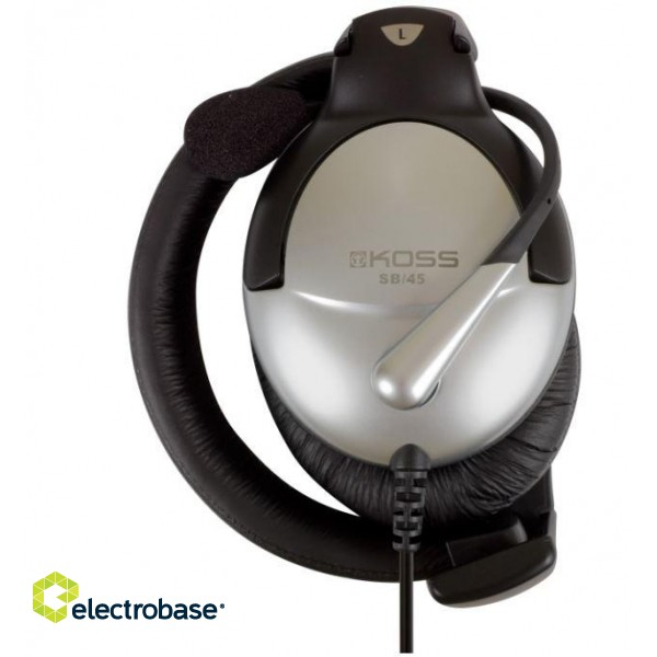 Koss | Headphones | SB45 | Wired | On-Ear | Microphone | Noise canceling | Silver/Black image 5