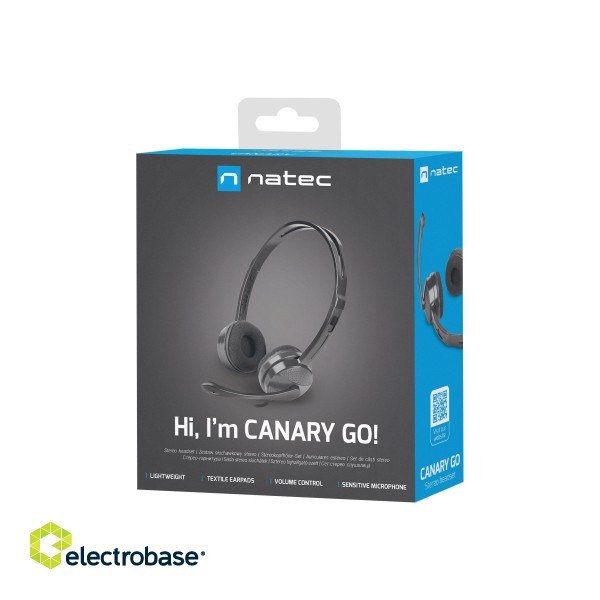 Natec | Headset | Canary Go | Wired | On-Ear | Microphone | Noise canceling | Black paveikslėlis 10