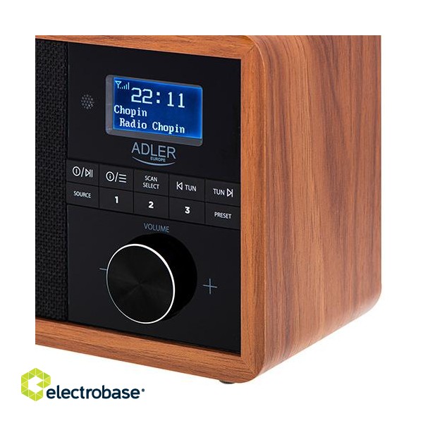 Adler | Radio DAB+ Bluetooth | AD 1184 | Alarm function | Black/Brown фото 6