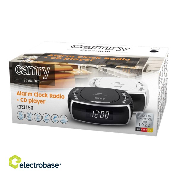 Camry | Alarm Clock | CR 1150b | Alarm function | W | Black image 8