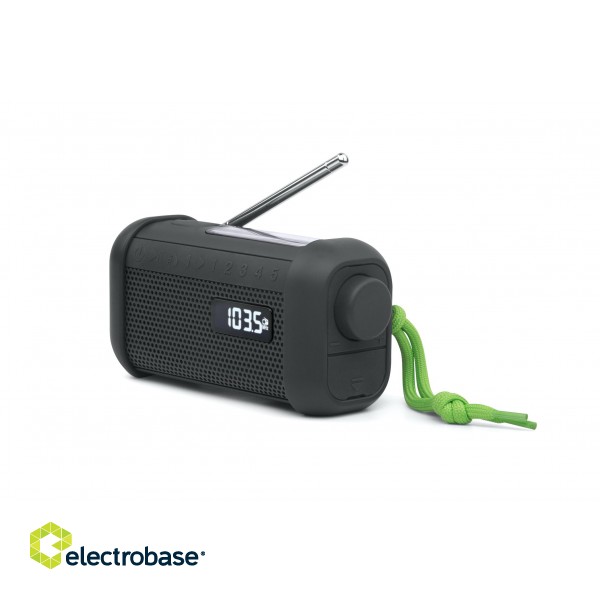Muse | Portable Solar Radio with Crank and Flashlight | MH-08 MB | AUX in | Bluetooth | FM radio image 4