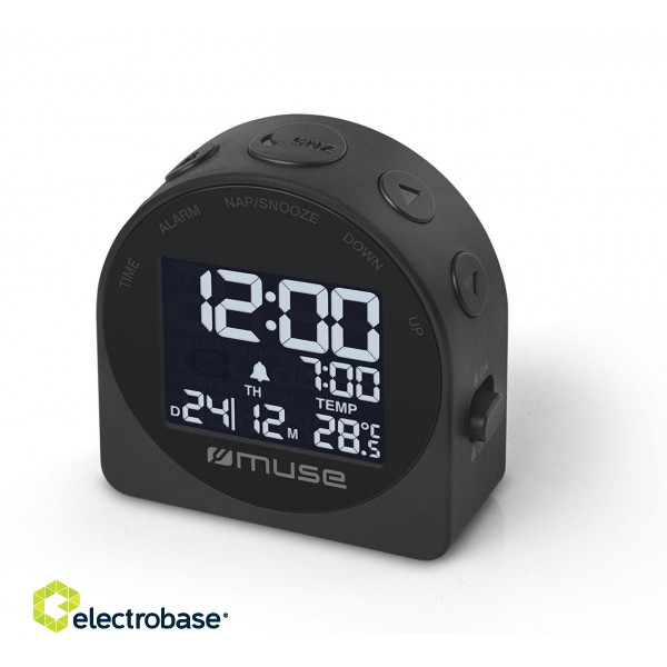 Muse | M-09C | Portable Travelling Alarm Clock | Black image 1