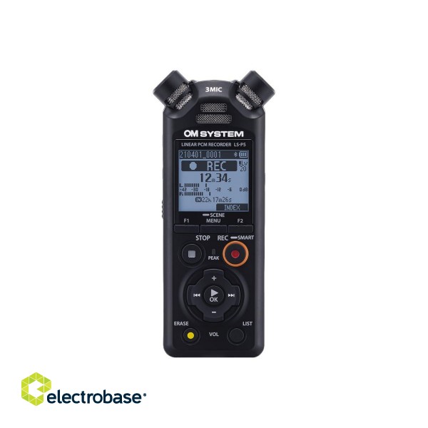 Olympus | Linear PCM Recorder | LS-P5 | Black | Microphone connection | MP3 playback | Rechargeable | FLAC / PCM (WAV) / MP3 | 59 Hrs 35 min | Stereo image 4