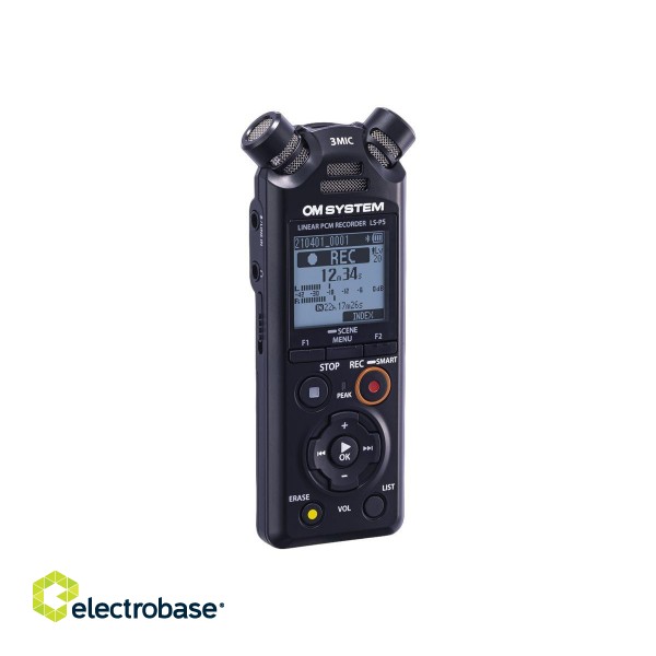 Olympus | Linear PCM Recorder | LS-P5 | Black | Microphone connection | MP3 playback | Rechargeable | FLAC / PCM (WAV) / MP3 | 59 Hrs 35 min | Stereo image 5