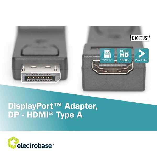 Digitus | DisplayPort to HDMI adapter | HDMI | DisplayPort | DP to HDMI image 7
