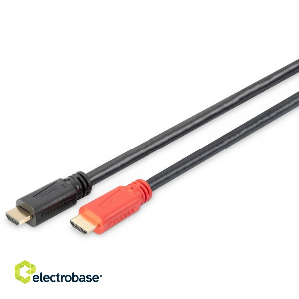 Digitus | High Speed HDMI Cable with Signal Amplifier | Black/Red | HDMI Male (type A) | HDMI Male (type A) | HDMI to HDMI | 10 m paveikslėlis 1
