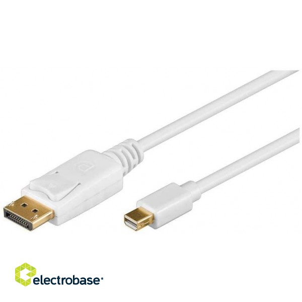Goobay | Mini DisplayPort adapter cable 1.2 | White | Mini DisplayPort plug | DisplayPort plug | 1 m | Gold-Plated connectors image 1
