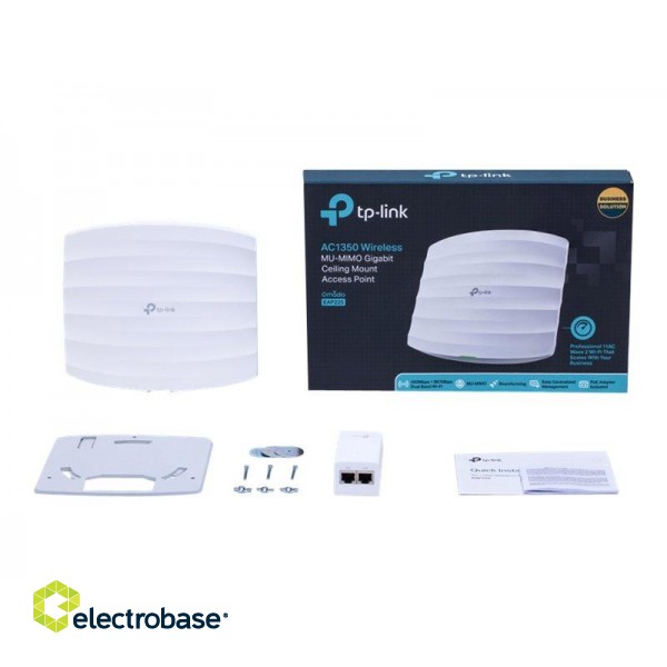 TP-LINK | Access Point | EAP225 | 802.11ac | 2.4GHz/5GHz | 450+867 Mbit/s | 10/100/1000 Mbit/s | Ethernet LAN (RJ-45) ports 1 | MU-MiMO Yes | PoE in | Antenna type 5xInternal image 10