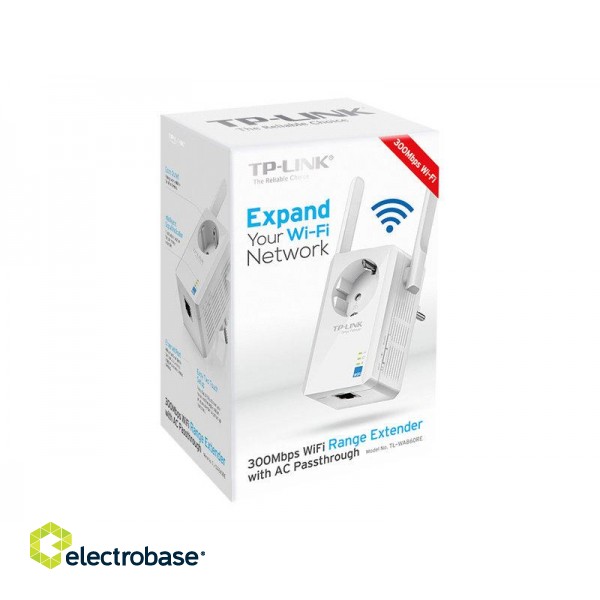 TP-LINK | Extender with AC Passthrough | TL-WA860RE | 10/100 Mbit/s | Ethernet LAN (RJ-45) ports 1 | 802.11n | 2.4GHz | Wi-Fi data rate (max) 300 Mbit/s | Extra socket image 7