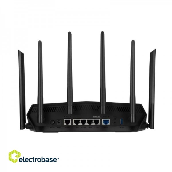 Dual Band WiFi6 Gigabit Router | TUF Gaming AX6000 | 802.11ax | 1148+4804 Mbit/s | 10/100/1000 Mbit/s | Ethernet LAN (RJ-45) ports 5 | Mesh Support Yes | MU-MiMO Yes | No mobile broadband | Antenna type External image 3