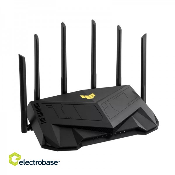 Dual Band WiFi6 Gigabit Router | TUF Gaming AX6000 | 802.11ax | 1148+4804 Mbit/s | 10/100/1000 Mbit/s | Ethernet LAN (RJ-45) ports 5 | Mesh Support Yes | MU-MiMO Yes | No mobile broadband | Antenna type External image 5