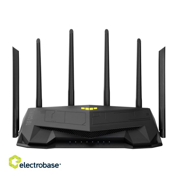 Dual Band WiFi6 Gigabit Router | TUF Gaming AX6000 | 802.11ax | 1148+4804 Mbit/s | 10/100/1000 Mbit/s | Ethernet LAN (RJ-45) ports 5 | Mesh Support Yes | MU-MiMO Yes | No mobile broadband | Antenna type External image 8