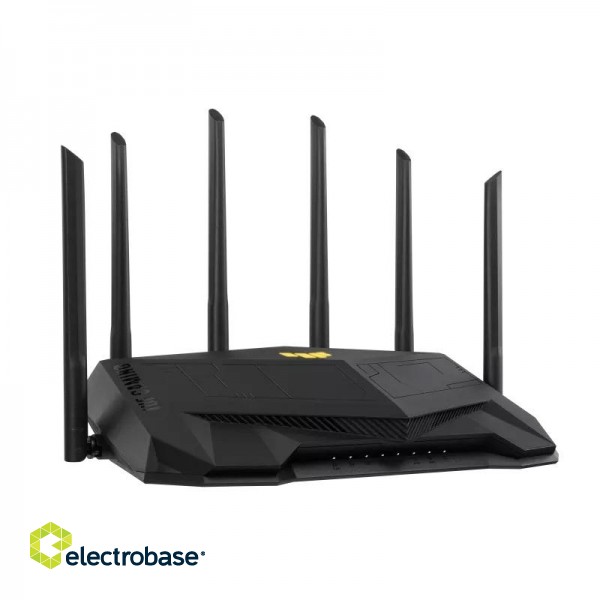 Dual Band WiFi6 Gigabit Router | TUF Gaming AX6000 | 802.11ax | 1148+4804 Mbit/s | 10/100/1000 Mbit/s | Ethernet LAN (RJ-45) ports 5 | Mesh Support Yes | MU-MiMO Yes | No mobile broadband | Antenna type External image 9