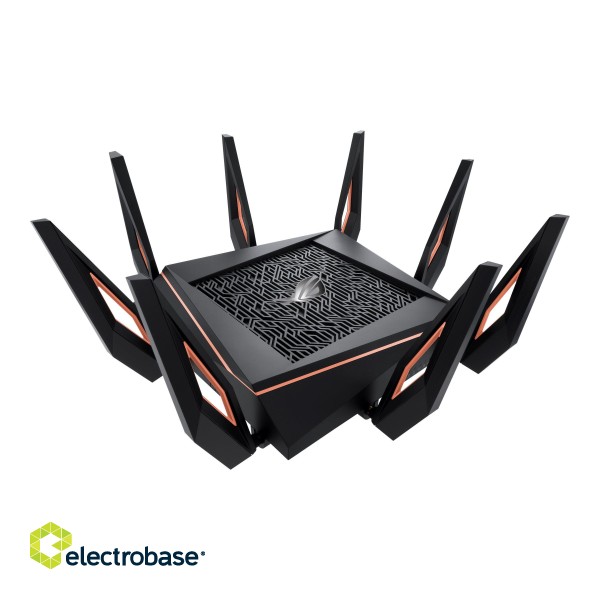 GT-AX11000 Tri-band WiFi Gaming Router | ROG Rapture | 802.11ax | 4804+1148 Mbit/s | 10/100/1000 Mbit/s | Ethernet LAN (RJ-45) ports 4 | Mesh Support Yes | MU-MiMO No | No mobile broadband | Antenna type 8xExternal | 2 x USB 3.1 Gen 1 image 4