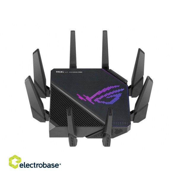 Tri-band Gigabit Wifi-6 Gaming Router | ROG Rapture GT-AX11000 PRO | 802.11ax | 480+1148 Mbit/s | 10/100/1000 Mbit/s | Ethernet LAN (RJ-45) ports 4 | Mesh Support Yes | MU-MiMO Yes | No mobile broadband | Antenna type 8xExternal фото 5
