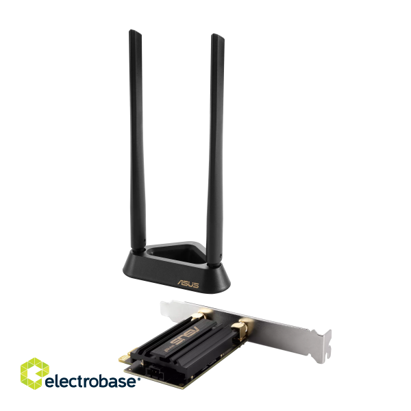Tri Band PCI-E WiFi 6E | PCE-AXE59BT | 802.11ax | 574/2402/2042574/2402/2042 Mbit/s | Mbit/s | Ethernet LAN (RJ-45) ports | Mesh Support No | MU-MiMO No | No mobile broadband | Antenna type | 36 month(s) image 7