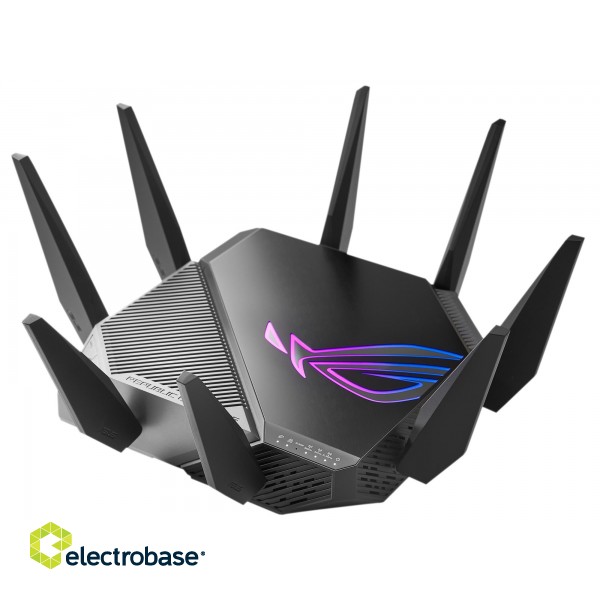 Wi-Fi 6 Tri-Band Gigabit Gaming Router | ROG GT-AXE11000 Rapture | 802.11ax | 1148+4804+4804 Mbit/s | 10/100/1000/2500 Mbit/s | Ethernet LAN (RJ-45) ports 5 | Mesh Support Yes | MU-MiMO Yes | No mobile broadband | Antenna type External | 2x paveikslėlis 5