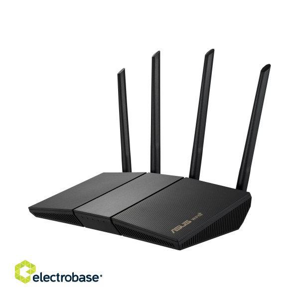 Wireless AX3000 Dual Band WiFi 6 | RT-AX57 | 802.11ax | 2402+574 Mbit/s | 10/100/1000 Mbit/s | Ethernet LAN (RJ-45) ports 4 | Mesh Support Yes | MU-MiMO Yes | No mobile broadband | Antenna type External image 2