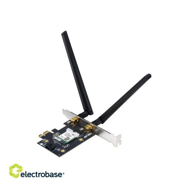 AX1800 Dual-Band Bluetooth 5.2 PCIe Wi-Fi Adapter | PCE-AX1800 | 802.11ax | 574+1201 Mbit/s | Mbit/s | Ethernet LAN (RJ-45) ports | Mesh Support No | MU-MiMO Yes | No mobile broadband | Antenna type External | month(s) image 3