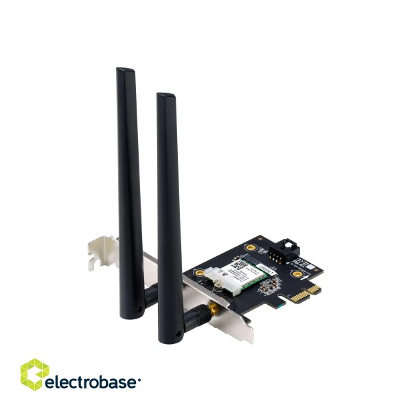 AX1800 Dual-Band Bluetooth 5.2 PCIe Wi-Fi Adapter | PCE-AX1800 | 802.11ax | 574+1201 Mbit/s | Mbit/s | Ethernet LAN (RJ-45) ports | Mesh Support No | MU-MiMO Yes | No mobile broadband | Antenna type External | month(s) image 5