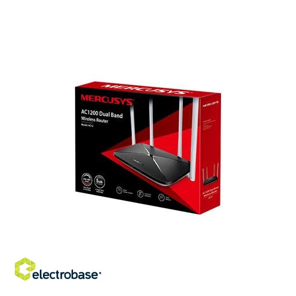 AC1200 Dual Band Wireless Router | AC12 | 802.11ac | 300+867 Mbit/s | 10/100 Mbit/s | Ethernet LAN (RJ-45) ports 3 | Mesh Support No | MU-MiMO No | No mobile broadband | Antenna type 4xFixed | No image 7