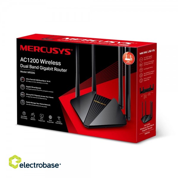 AC1200 Wireless Dual Band Gigabit Router | MR30G | 802.11ac | 867+300 Mbit/s | Mbit/s | Ethernet LAN (RJ-45) ports 2× Gigabit LAN Ports | Mesh Support No | MU-MiMO Yes | Antenna type 4× 5 dBi Fixed Omni-Directional Antennas | 24 month(s) image 7