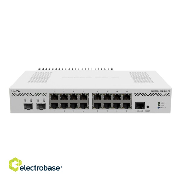 Mikrotik CCR2004-16G-2S+PC | Ethernet Router | CCR2004-16G-2S+PC | Mbit/s | 10/100/1000 Mbit/s | Ethernet LAN (RJ-45) ports | Mesh Support No | MU-MiMO No | No mobile broadband фото 2
