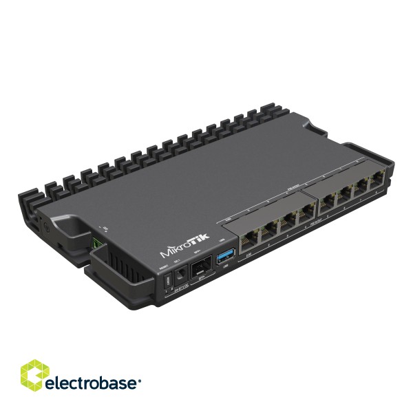 RouterBOARD | RB5009UPr+S+IN | No Wi-Fi | 10/100 Mbps (RJ-45) ports quantity | 10/100/1000 Mbit/s | Ethernet LAN (RJ-45) ports 7 | Mesh Support No | MU-MiMO No | No mobile broadband image 1