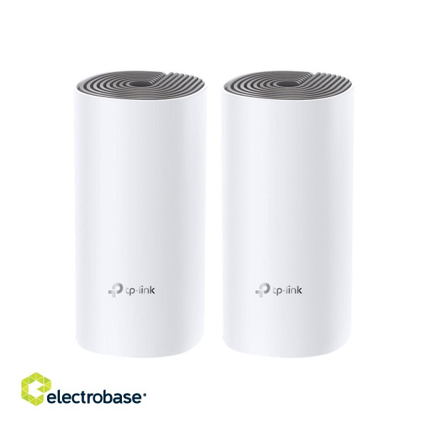 C1200 Whole Home Mesh Wi-Fi System | Deco E4 (2-pack) | 802.11ac | 867+300 Mbit/s | 10/100 Mbit/s | Ethernet LAN (RJ-45) ports 2 | Mesh Support Yes | MU-MiMO Yes | No mobile broadband | Antenna type 2xInternal image 1
