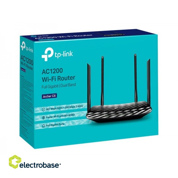 Router | Archer C6 | 802.11ac | 300+867 Mbit/s | 10/100/1000 Mbit/s | Ethernet LAN (RJ-45) ports 4 | Mesh Support No | MU-MiMO Yes | No mobile broadband | Antenna type 4xExternal | No image 6