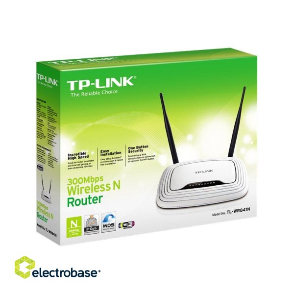Router | TL-WR841N | 802.11n | 300 Mbit/s | 10/100 Mbit/s | Ethernet LAN (RJ-45) ports 4 | Mesh Support No | MU-MiMO No | No mobile broadband | Antenna type 2xExterna | No image 8