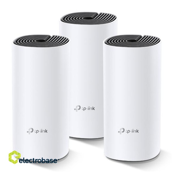 Whole Home Mesh WiFi System | Deco M4 (3-Pack) | 802.11ac | 300+867 Mbit/s | 10/100/1000 Mbit/s | Ethernet LAN (RJ-45) ports 2 | Mesh Support Yes | MU-MiMO Yes | No mobile broadband | Antenna type 2xInternal | No image 1