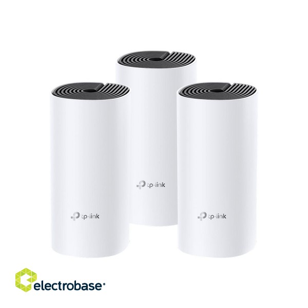Whole Home Mesh WiFi System | Deco M4 (3-Pack) | 802.11ac | 300+867 Mbit/s | 10/100/1000 Mbit/s | Ethernet LAN (RJ-45) ports 2 | Mesh Support Yes | MU-MiMO Yes | No mobile broadband | Antenna type 2xInternal | No image 3
