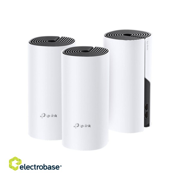 Whole Home Mesh WiFi System | Deco M4 (3-Pack) | 802.11ac | 300+867 Mbit/s | 10/100/1000 Mbit/s | Ethernet LAN (RJ-45) ports 2 | Mesh Support Yes | MU-MiMO Yes | No mobile broadband | Antenna type 2xInternal | No image 6