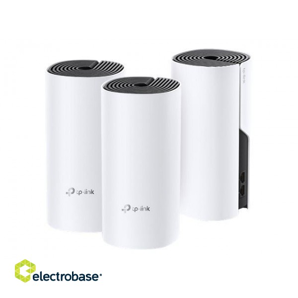 Whole Home Mesh WiFi System | Deco M4 (3-Pack) | 802.11ac | 300+867 Mbit/s | 10/100/1000 Mbit/s | Ethernet LAN (RJ-45) ports 2 | Mesh Support Yes | MU-MiMO Yes | No mobile broadband | Antenna type 2xInternal | No image 7
