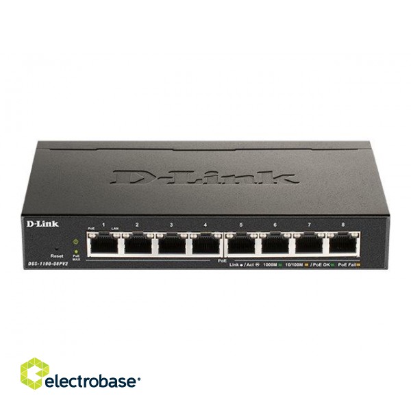 D-Link | 8-Port Gigabit PoE Smart Managed Switch | DGS-1100-08PV2 | Web managed | Desktop | Power supply type External image 3