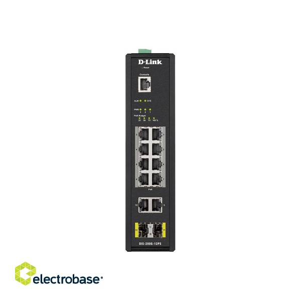 D-LINK DIS-200G-12PS L2 Managed Industrial Switch with 10 10/100/1000Base-T and 2 1000Base-X SFP ports | D-Link | Switch | DIS-200G-12PS | Managed L2 | Wall mountable | 60 month(s) image 3