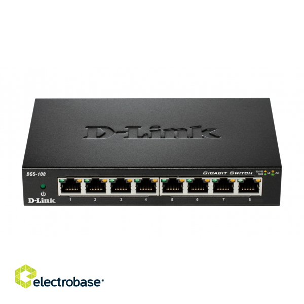 D-Link | Switch | DGS-108/E | Unmanaged | Desktop | 1 Gbps (RJ-45) ports quantity 8 | 60 month(s) paveikslėlis 1