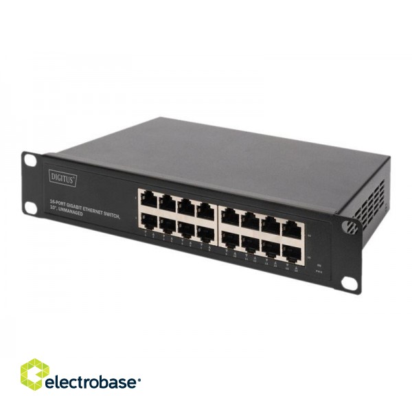 Digitus | 16-port Gigabit Ethernet Switch | DN-80115 | Unmanaged | Rackmountable | 10/100 Mbps (RJ-45) ports quantity | 1 Gbps (RJ-45) ports quantity | SFP+ ports quantity | Power supply type Internal image 2