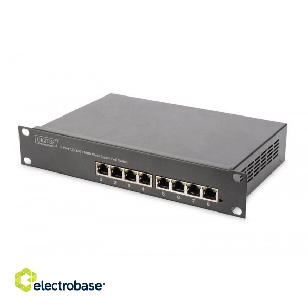 Digitus | 8-port Gigabit Ethernet PoE switch | DN-95317 | Unmanaged | Rackmountable | Power supply type Internal image 1