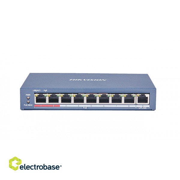 Hikvision | 8-Port Gigabit Switch | DS-3E0109P-E(C) | Unmanaged | Desktop | PoE/Poe+ ports quantity 8 фото 1