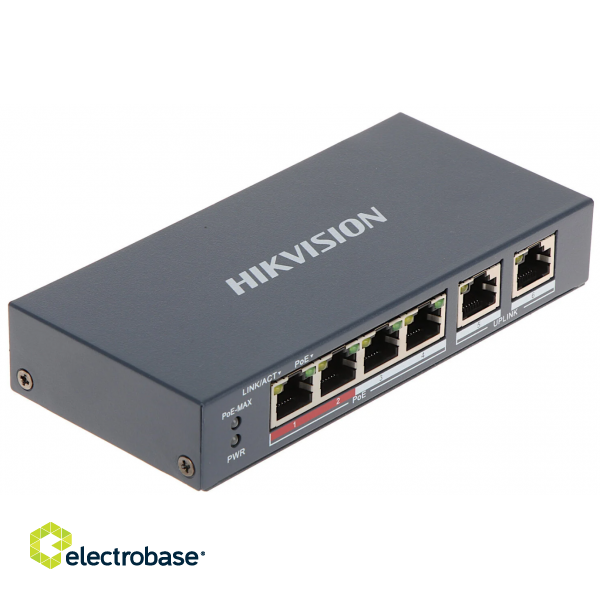 Hikvision | Switch | DS-3E0106P-E/M | Unmanaged | Desktop | 10/100 Mbps (RJ-45) ports quantity 4 image 2