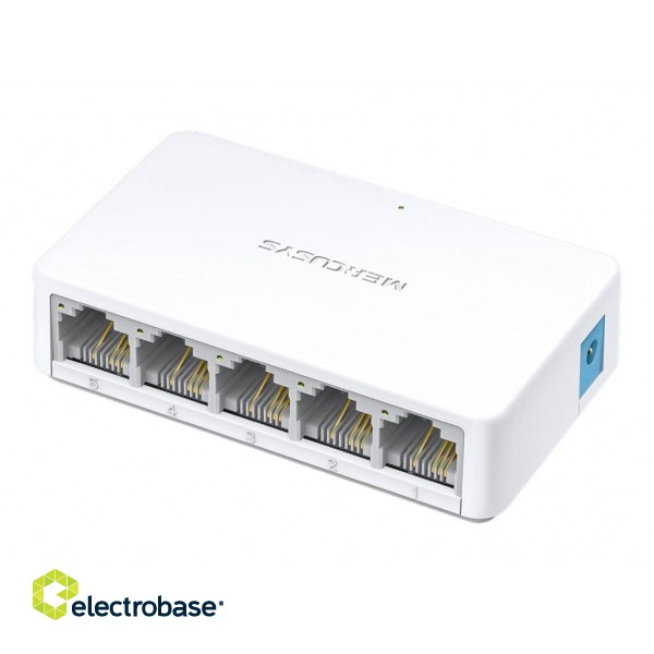 Mercusys | Switch | MS105 | Unmanaged | Desktop | 10/100 Mbps (RJ-45) ports quantity 5 | Power supply type External фото 2