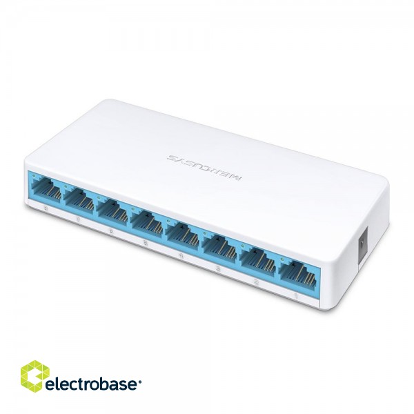 Mercusys | Switch | MS108 | Unmanaged | Desktop | 10/100 Mbps (RJ-45) ports quantity 8 | 1 Gbps (RJ-45) ports quantity | SFP ports quantity | PoE ports quantity | PoE+ ports quantity | Power supply type External | month(s) фото 1