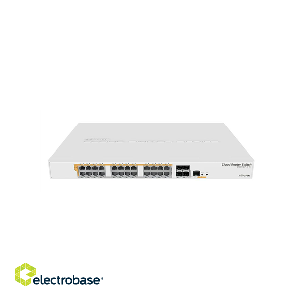 MikroTik | CRS328-24P-4S+RM Gigabit Ethernet POE/POE+ router/switch | Managed L3 | Rackmountable | 1 Gbps (RJ-45) ports quantity 24x 1GbE | SFP+ ports quantity 4x SFP+ | PoE/Poe+ ports quantity 24 | Power supply type Single | 12 month(s) image 1