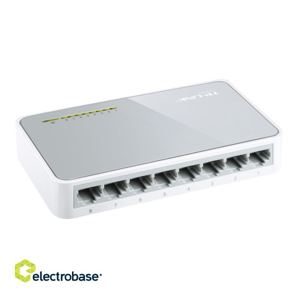 TP-LINK | Switch | TL-SF1008D | Unmanaged | Desktop | 10/100 Mbps (RJ-45) ports quantity 8 | Power supply type External | 36 month(s) фото 3