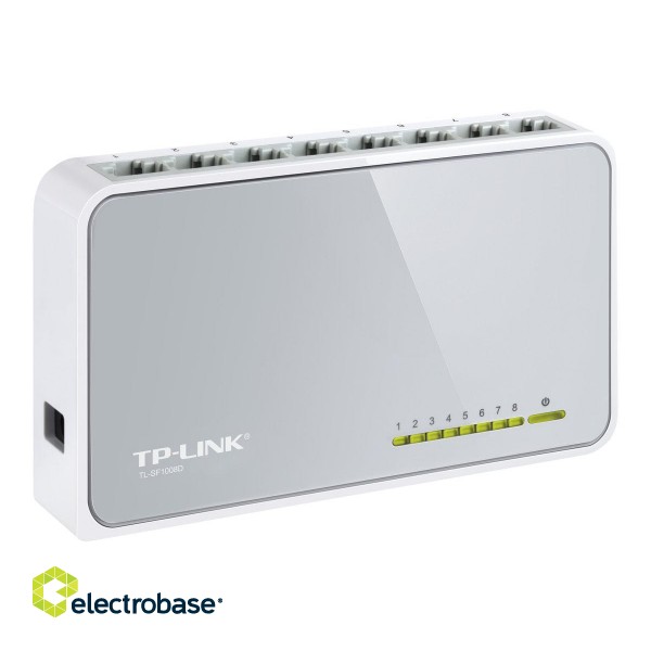 TP-LINK | Switch | TL-SF1008D | Unmanaged | Desktop | 10/100 Mbps (RJ-45) ports quantity 8 | Power supply type External | 36 month(s) фото 6