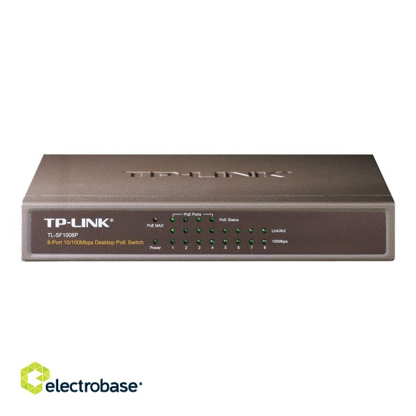 TP-LINK | Switch | TL-SF1008P | Unmanaged | Desktop | 10/100 Mbps (RJ-45) ports quantity 8 | PoE ports quantity 4 | Power supply type External | 36 month(s) image 3